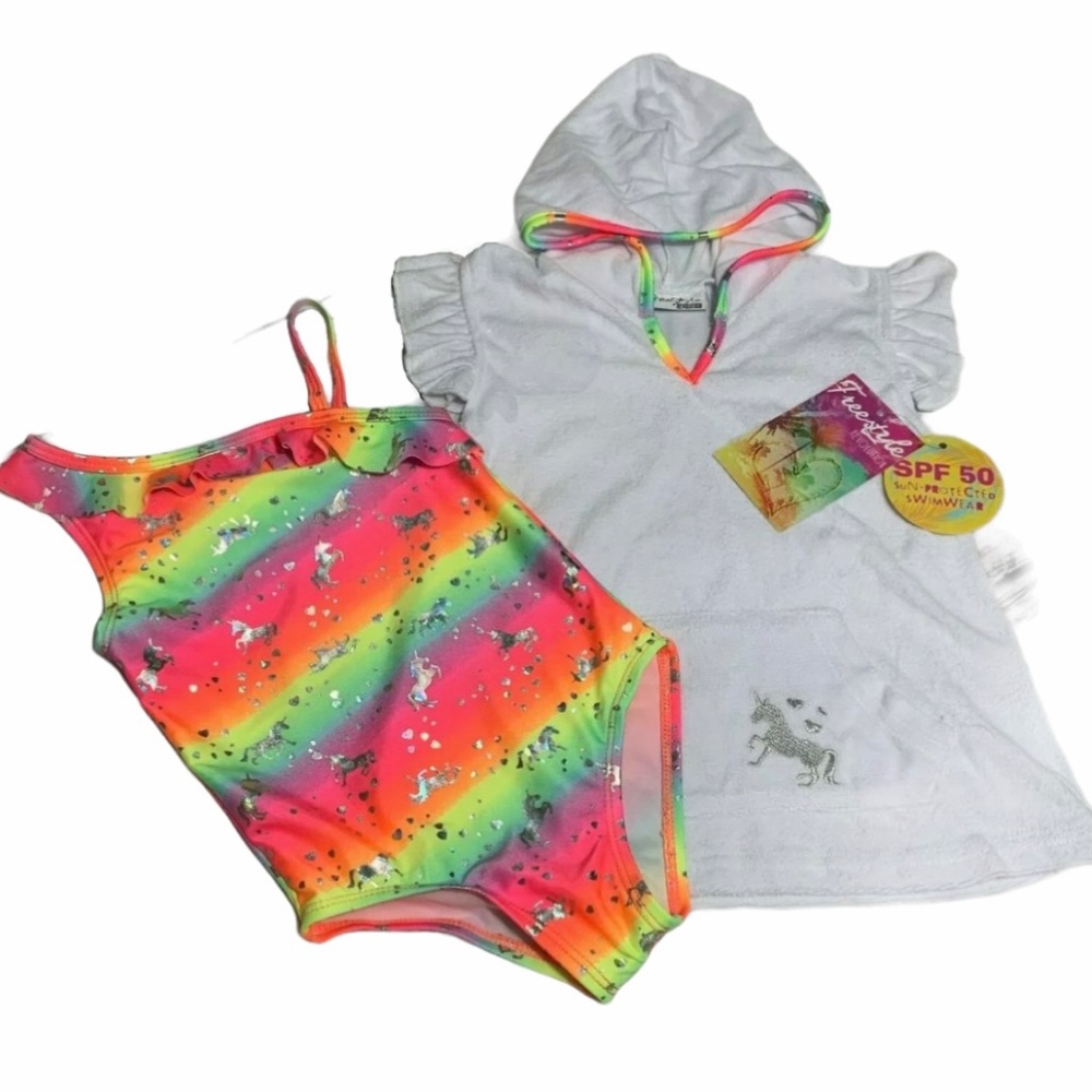 Free Style Unicorn One Piece Swimsuit 2T SPF 50